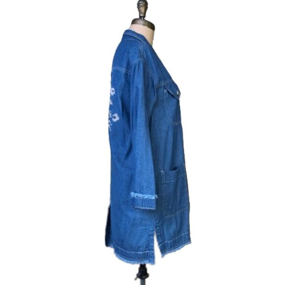 Thursday Island Urban Vintage long soft denim embroidered jacket, blazer - Picture 4 of 16